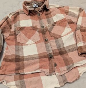 Mayoral Pink and Brown Plaid Shirt